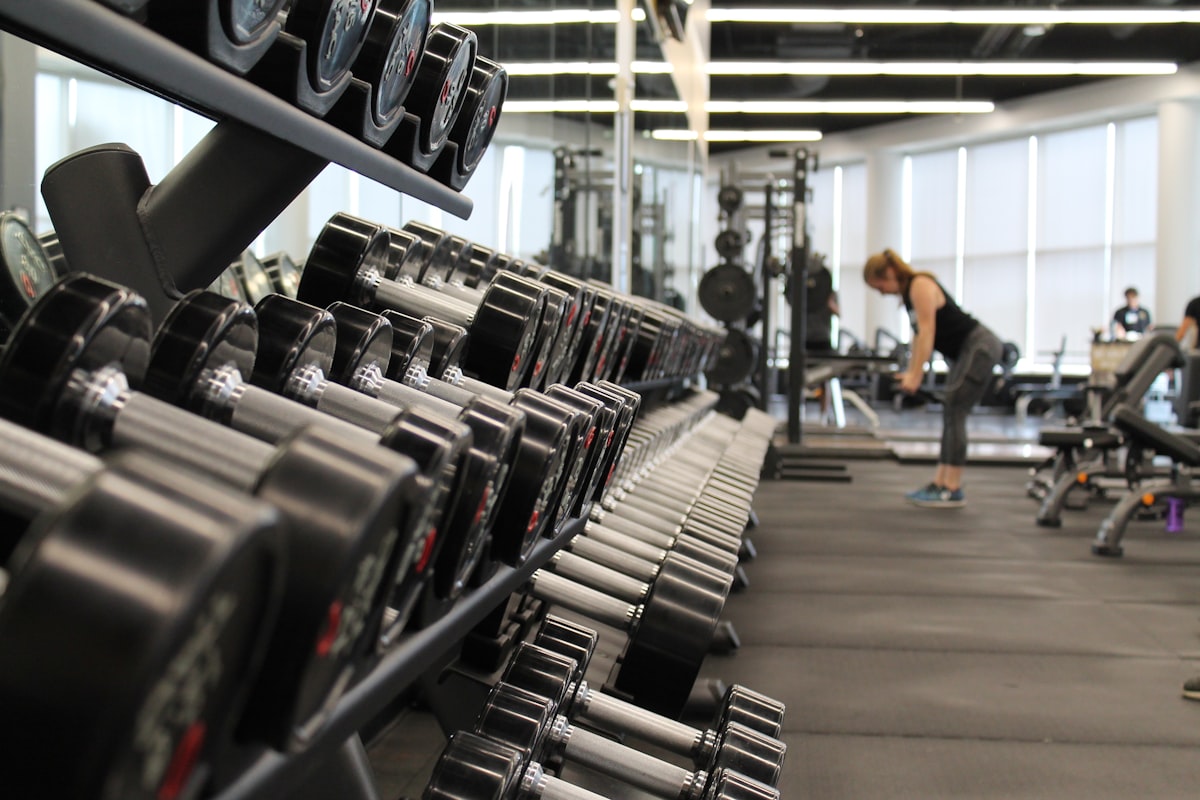 Indoor fitness venue set up for competition